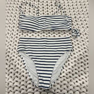 J. Crew Navy and White Striped Swimwear